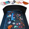 Proshine Craps Tabletop Game Set with 35*70" Rubber Craps Tabletop Layout Mat, 48*11" Rubber Craps Diamond Pyramid Bumper, 36" Rattan Stick, Casino Grade 19mm Dice, On/Off Button &100 pcs Chips (BLUE) view 1