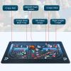 Proshine Craps Tabletop Game Set with 35*70" Rubber Craps Tabletop Layout Mat, 48*11" Rubber Craps Diamond Pyramid Bumper, 36" Rattan Stick, Casino Grade 19mm Dice, On/Off Button &100 pcs Chips (BLUE) view 2