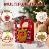 LEIQI Christmas Reindeer Cartoon Hand Bag with Checkered Pattern Sturdy Nonwoven Fabric for Kids Trick Or Treating Parties Sup view 3