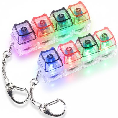 2 Pcs Keyboard Fidget Toy, Fidget Keychain Keyboard with LED Lights, Cat Shape Keyboard Decompression Button Finger Clicker Toys, Button Stress Relief Fidget to Relief Stress