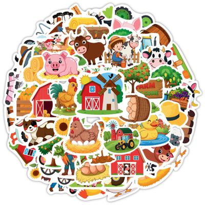 100 Pcs Farm Animal Stickers for Kids, Cute Animals Water Bottle Stickers for Kids Waterproof, Vinyl Laptop Kid Sticker Pack, Barn Cow Pig Stickers for Girls Boys Classroom Prizes