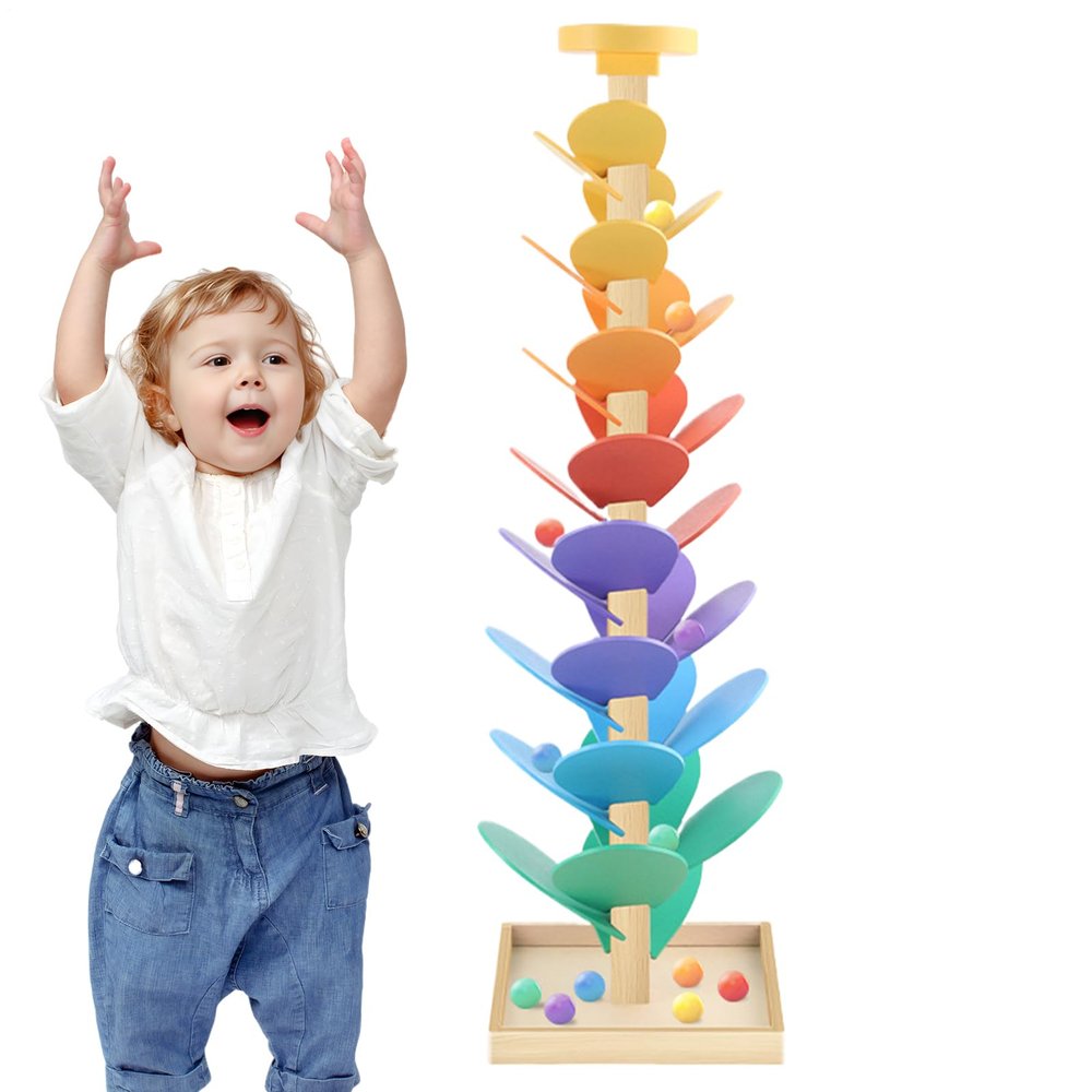 Ball Drop Toy Marble Run Learning Game Wooden Early Education Color Cognition STEM Music Integration Playtime for 3-7 Years Bedroom School Family Daycare Nursery