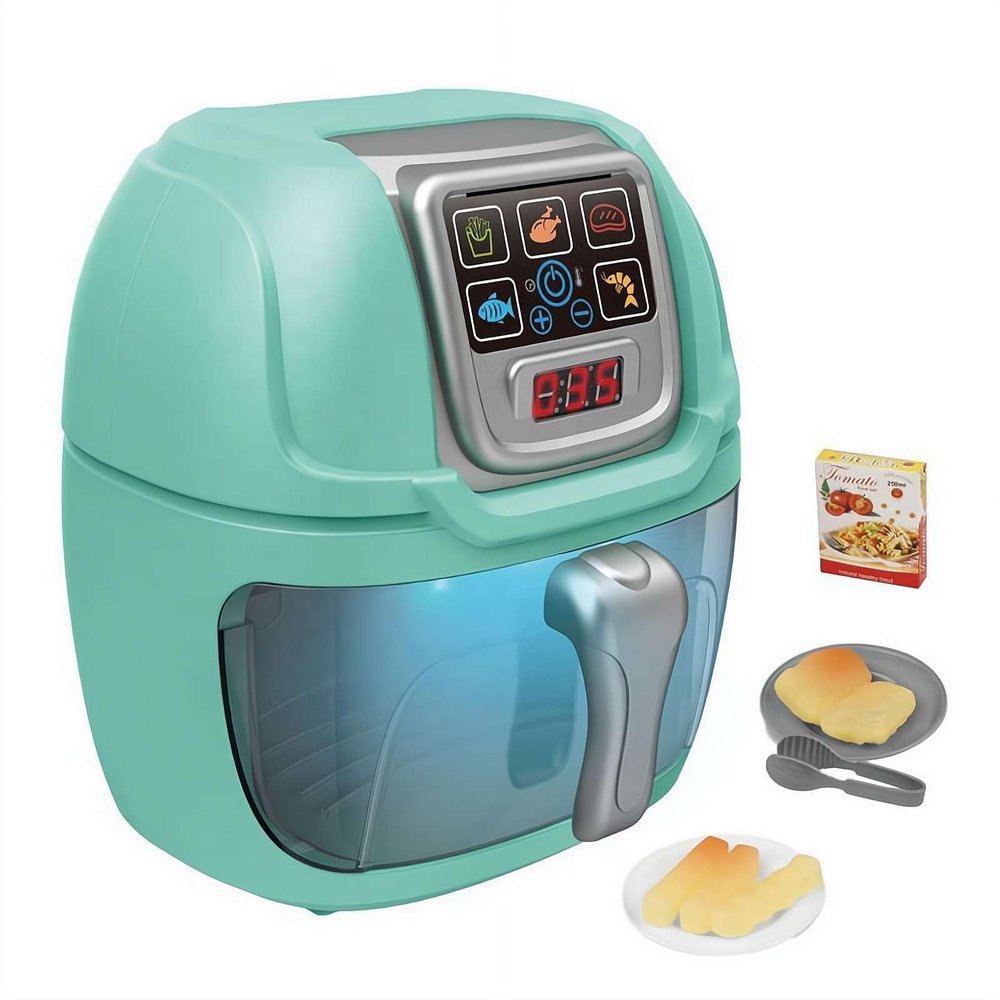 Simulated Air Fryer Pretend Play Toy, Play Kitchen Accessories, Simulated Air Fryer Role-Playing Toy for Toddler 3-5 5-7 (Green)