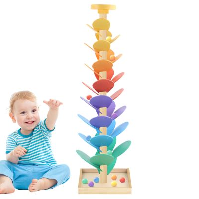 Ball Drop Toy Marble Building Block Leaf Rolling Color Sorting Wooden STEM Early Education Learning Playtime for 3-7 Years Indoor Outdoor Bedroom Living Room Playroom