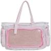 Pain Bag with Lace, 3 Sides, Tote Bag, Transparent Pocket, Can Badge, Plush Toy, Aksta, Storage, Large Capacity, Pink view 1