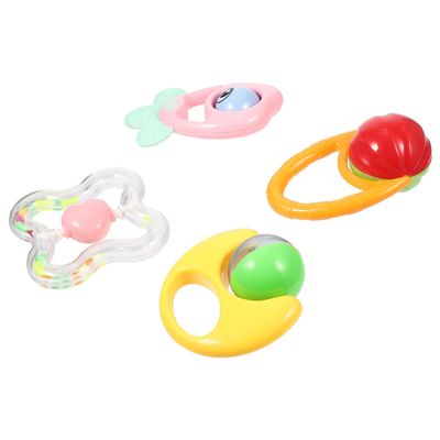 FRCOLOR 4pcs Rattles Plastic Hand Grasping Plaything Sensory Soothing for Boys and Early Learning Development