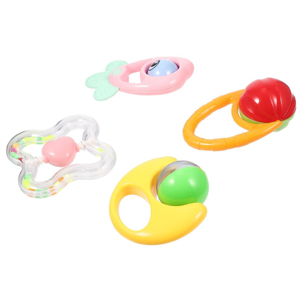 FRCOLOR 4pcs Rattles Plastic Hand Grasping Plaything Sensory Soothing for Boys and Early Learning Development