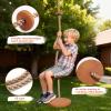 2-in-1 Wooden Disc Swing Set with Climbing Rope & 4 Platforms, 75IN Rope Kids Tree Swing with Straps&Carabiners for Outside Backyard, Playground,Tree House view 3