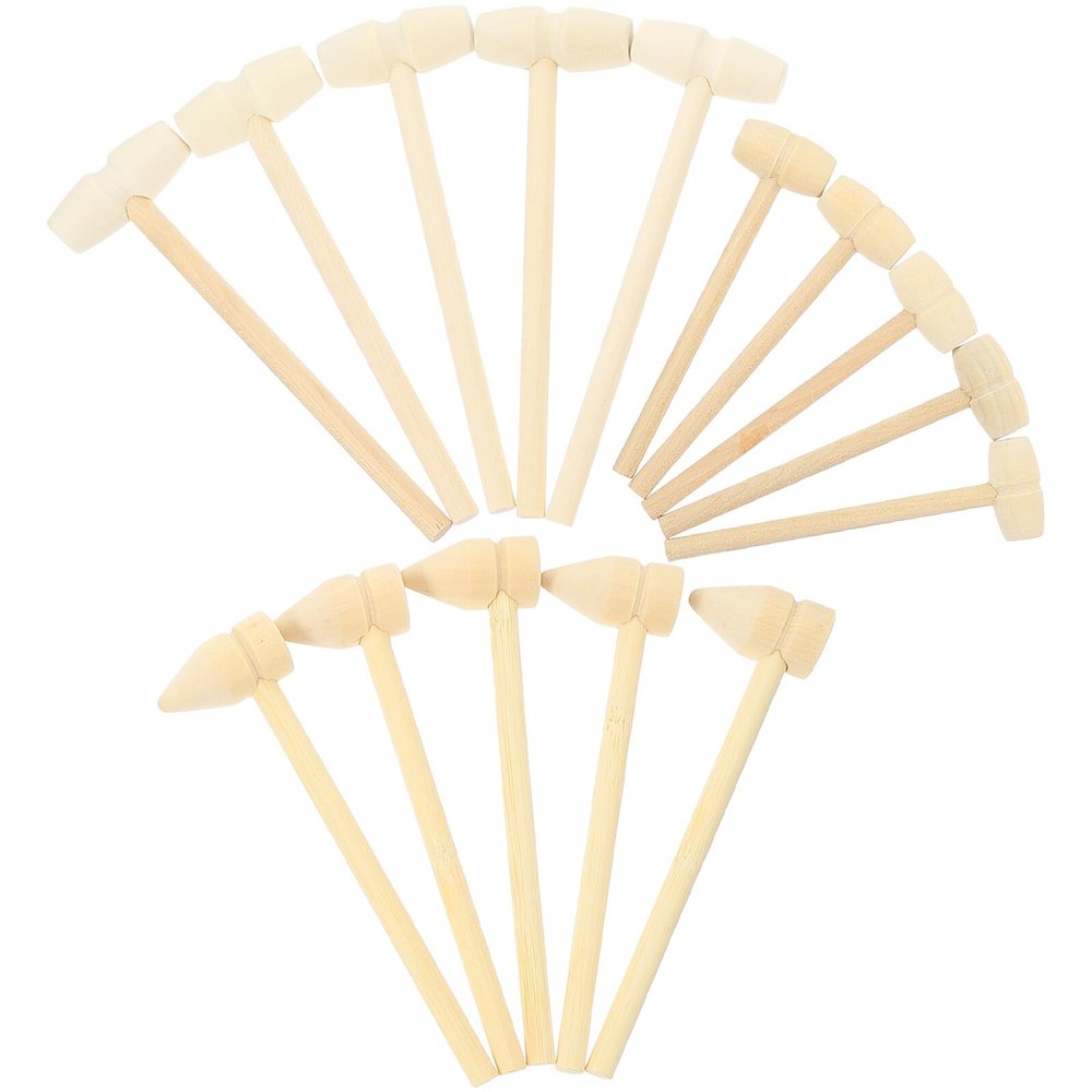 Uonlytech 15pcs Mini Wooden Mallets Handmade Wood Hammer for Muscle Development Educational Play and Creative DIY Crafting Activities