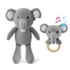 Baby Toys Elephant Stuffed Animals for Babies 2Pcs Cute Calf Plush Toys Set: 10" Grey Elephant Plush Doll and 5.9" Baby Teething Rattle Soft Baby Boy Girl Gifts for Birthday,Easter,Baby Shower view 1