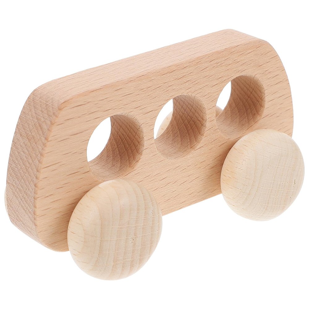 BESPORTBLE Wooden Push Car for Grasp Training Smooth Rounded Edges Lightweight with Movable Wheels Educational Hand Grip Plaything for Sensory Development and Imagination
