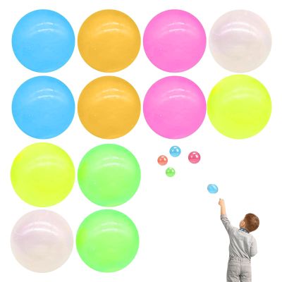 12 Pieces Glowing Sticky Ball,Very Elastic Balls That Glow in The Dark and Stick to The Ceiling