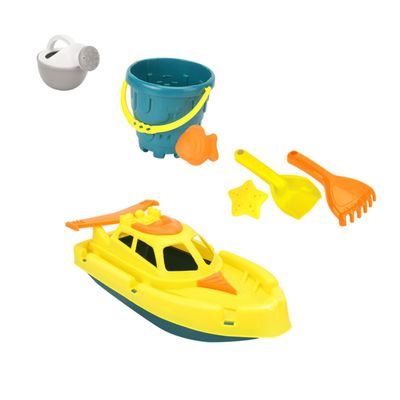 ORFOFE Plastic Beach Sand Yacht and Shovel Set in Random Colors for Creative Outdoor Activities, 7 Pieces Random Color