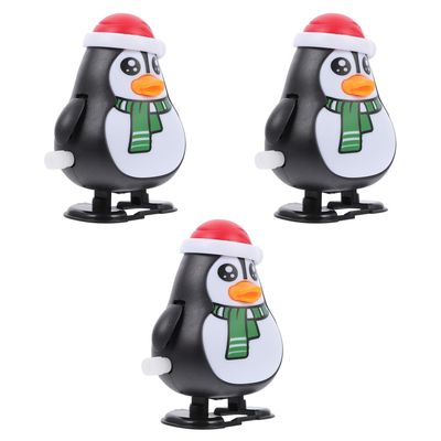 Abaodam 3Pcs Christmas Wind-up Cartoon Penguin Walking for Xmas Party Favors Safe Holiday