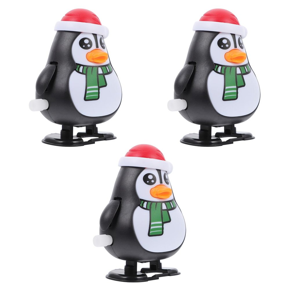 Abaodam 3Pcs Christmas Wind-up Cartoon Penguin Walking for Xmas Party Favors Safe Holiday