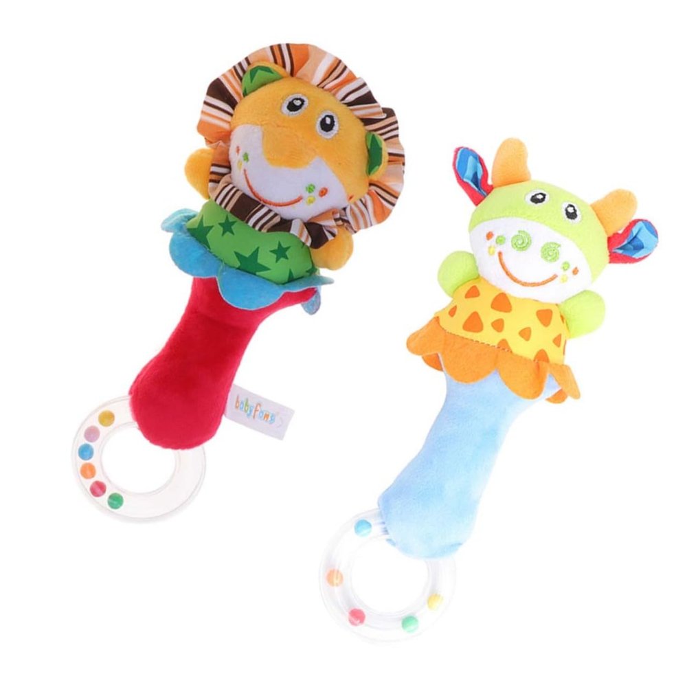 BESPORTBLE 2pcs Plush Rattle Ring for Newborns Sensory Shakers to Motor Skills Auditory Awareness Development Animal Soft