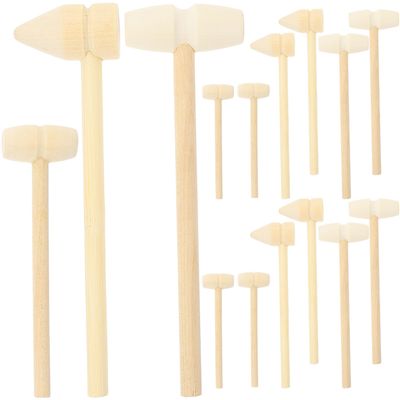 BESPORTBLE 15pcs Mini Wooden Hammer for Smooth Polished Small Mallets Educational Wooden Hammers for Hand-eye Coordination and Grasping Skill Development