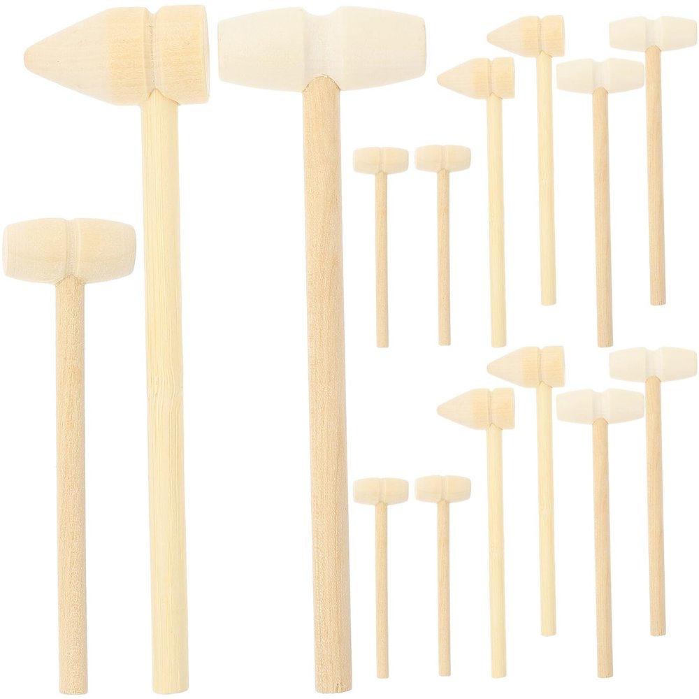 BESPORTBLE 15pcs Mini Wooden Hammer for Smooth Polished Small Mallets Educational Wooden Hammers for Hand-eye Coordination and Grasping Skill Development