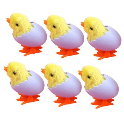 JUMPLAWN 6Pcs Wind-up Plush Chicken for Funny Jumping Chicks Easter Egg Fillers Walking with Cute Clockwork Design for Holiday Party Favors Random Color
