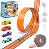 Flex Tracks 15 Ft Flexible Race Car Track for Kids with 2 Suction Cups, Race Car Ramp Track Compatible with Diecast 1/64th Cars, Birthday Gifts for Boys Girls Ages 3+ view 1