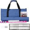 Ploomi American Mahjong Tiles Set, 166 White Tiles, 4 Color Racks & Pushers, Complete Western Mahjong Set with Blue Carrying Bag for Beginners & Experts view 1