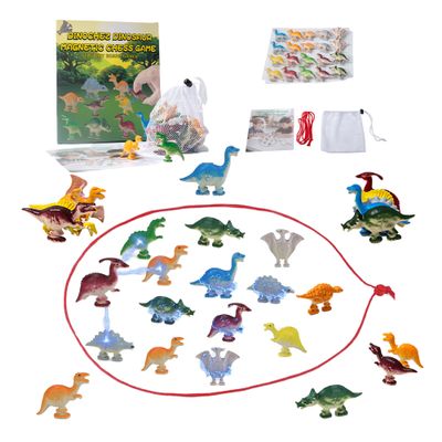2025 Magnetic Chess Game, Dinosaur Magnetic Game for Kids, Chess Set-20 Dinosaur Stones, 1 String & 1 Storage Bag, Fun Magnet Chess Game for Festival Family Games Night, Magnet Game Parent-Child Toy