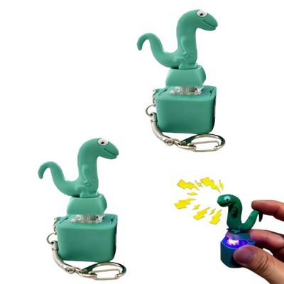 Lizard Button Sound Keychain, Rechargeable Lizard Click Button with Light, Compact Novelty Keychain Accessory for Desk & Everyday Carry2-Pack