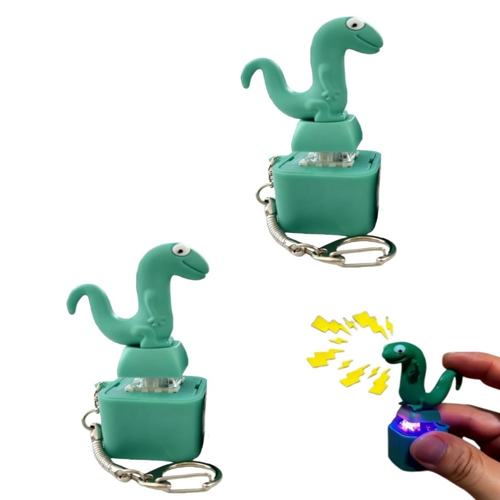 Lizard Button Sound Keychain, Rechargeable Lizard Click Button with Light, Compact Novelty Keychain Accessory for Desk & Everyday Carry2-Pack