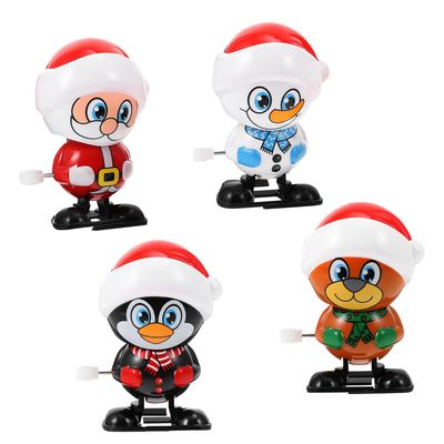 TOYANDONA 4PCS Christmas Wind-up for Party Favor Clockwork Playthings Material Safe Gift for Holiday Celebrations and Stocking Stuffers