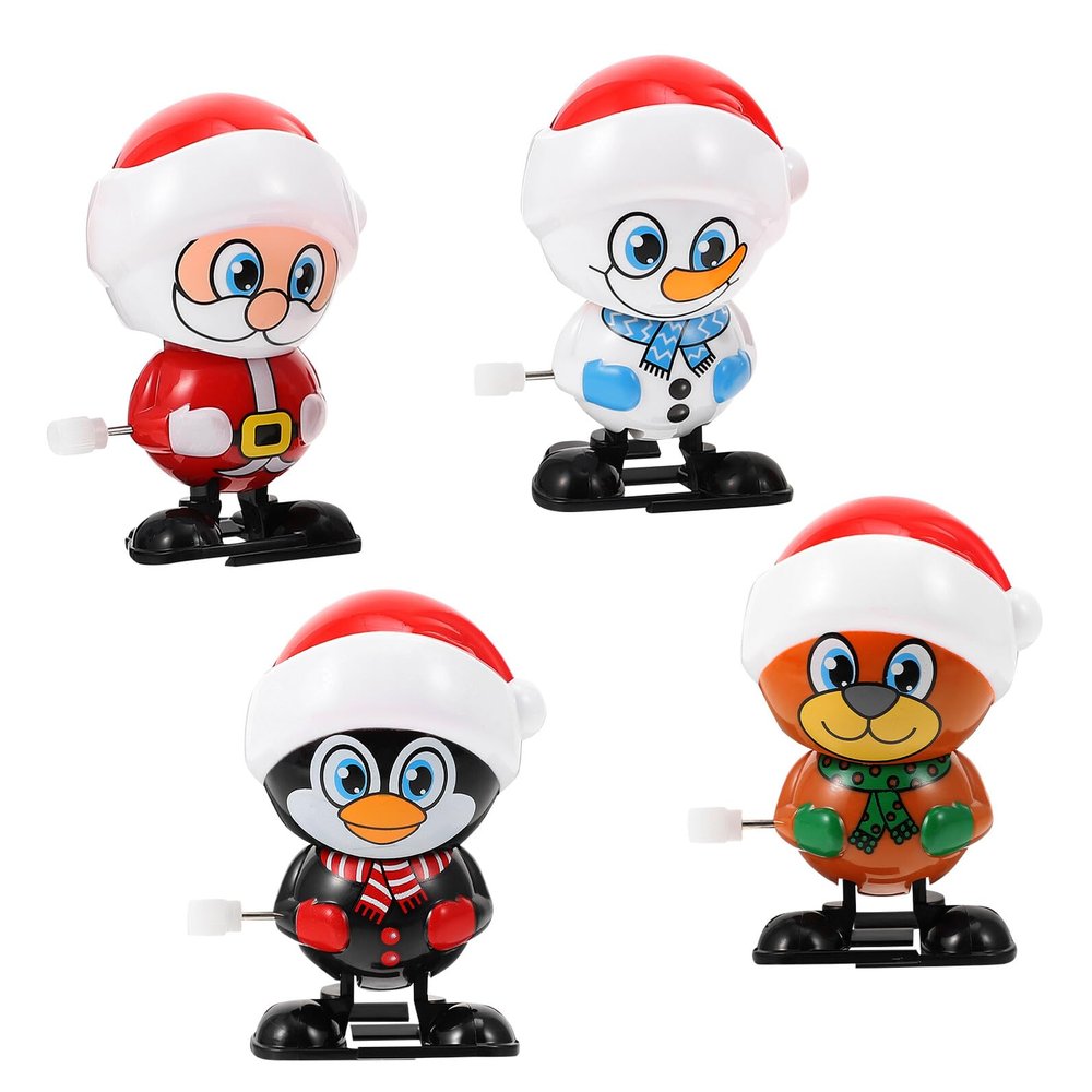 TOYANDONA 4PCS Christmas Wind-up for Party Favor Clockwork Playthings Material Safe Gift for Holiday Celebrations and Stocking Stuffers