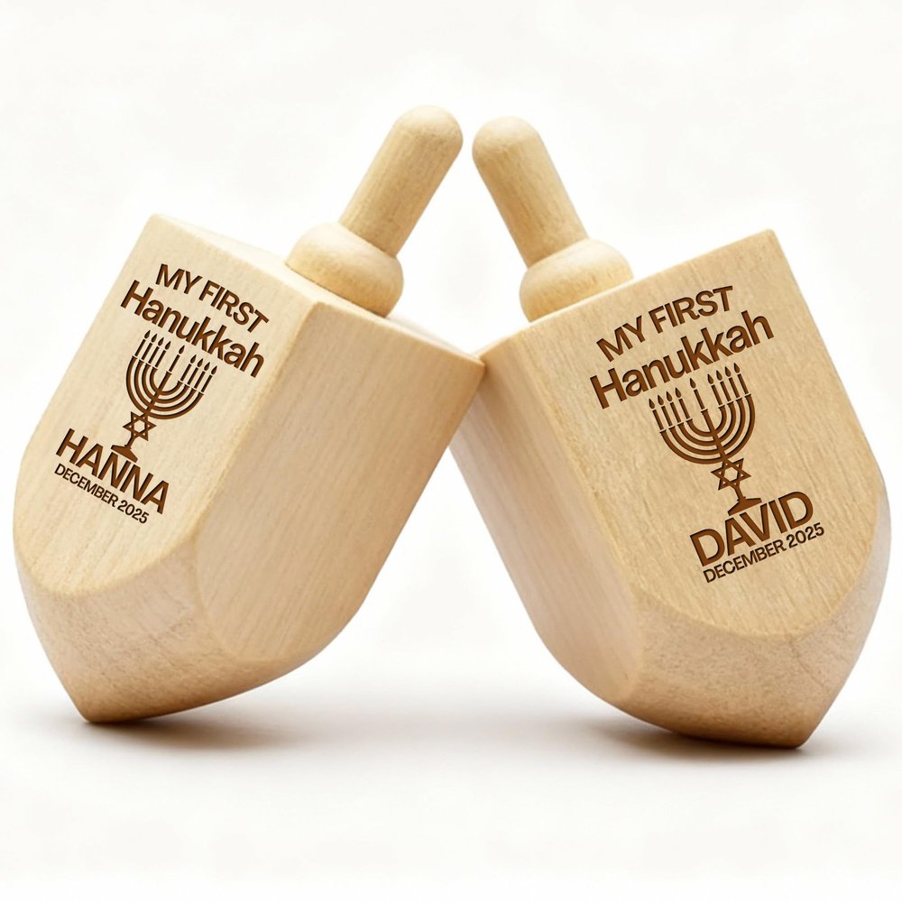Personalized Wooden Dreidel for Kids Boys & Girls Custom Engraved Hanukkah Dreidel with Name Unique Small Hanukkah Gifts for Kids, Friends, and Family Fun Hanukkah Games and Dreidel Dcor Keepsake