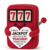IDEGIFT Funny Teacher Appreciation Gifts for Women Men, Valentines Day Teacher Gifts from Students, End of Year Birthday Gift for Teacher Desk Decor, Handmade Crochet Jackpot Slot Machine