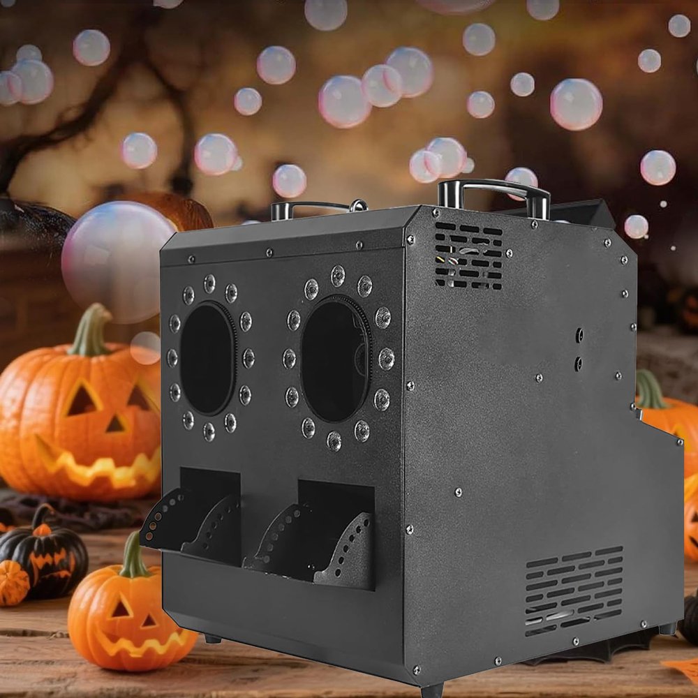 forplubossmmp Smoke Bubble Machine, Liquid Fog Machine, Equipped with 24 Led Lights (Red, Green, Blue, and White), Combines Light Shows, Smoke, and Bubbles in One, Perfect for Events