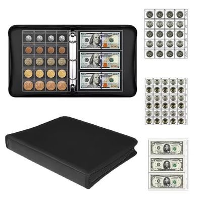 520pcs Pocket Fireproof Coin Collection Currency Sleeve Album Money Clip Organiser for Supplies Bookends Currency Sleeve Album Money Clip