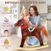 Rocking Horse for Kids, Plush Ride on Rocking Horses Ages 1-6 with Musical Sounds, Moving Mouth and Wagging Tail, Wooden Rocking Horse for Toddlers Up to 110LBS50KG (Dark Brown Small) view 2