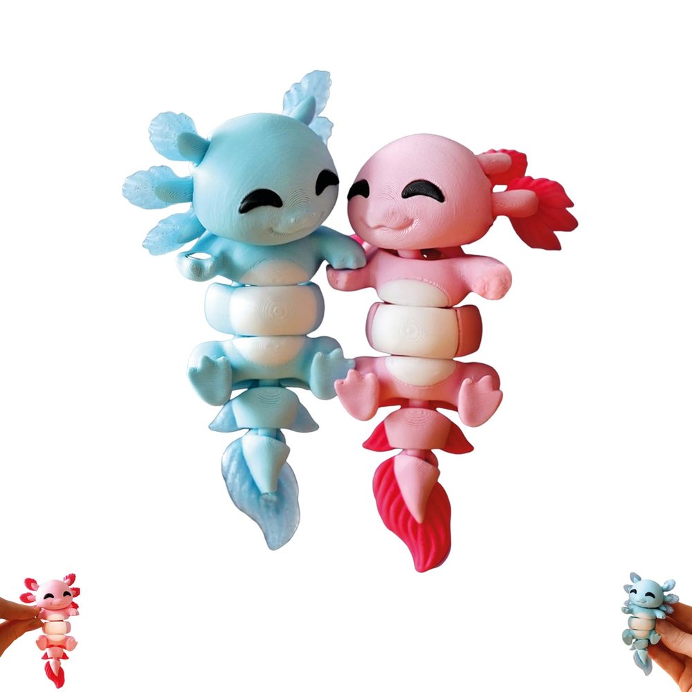 Beliefoath Lottie The Flexi Axolotl - Magnetic Hand-Holding Companion, Axolotl Keychain, Keychain Fidget for Adults, Articulated Stress Relief Fidget, Cute Office Desk Companion, Valentine Keychains