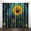 OZHDAOZ Blackout Curtains Sunflower Green Yellow Living Room for Bedroom Polyester Washable Thermal Insulated Noise Reducing with Eyelets Door Curtain 2 Panels 2x85x200 cm(2 x 55.12 x 98.43 inch) view 1