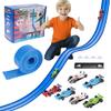 15 Ft Flexible Race Track for Kids 3+ with 6 Cars  Child-Safe Bendable DIY Suction Cup Racetrack, Compatible with 1/64 Diecast Cars, Indoor & Outdoor Fun, Roll-Up Portable Track view 1