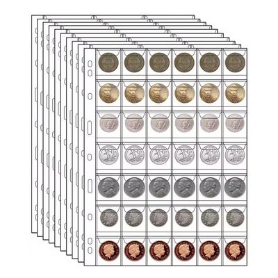 10 Sheet Album for Coins Albums 42 Pocket Coins Collection PVC Transparent Inside Pages Coins Loose Leaf Organizer Bag