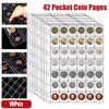 10 Sheet Album for Coins Albums 42 Pocket Coins Collection PVC Transparent Inside Pages Coins Loose Leaf Organizer Bag view 3