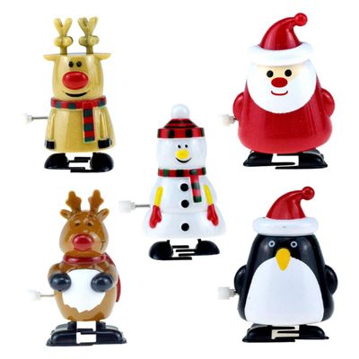 Abaodam 5Pcs Christmas Wind-up with Santa Snowman Reindeer Penguin Clockwork Walking for Party Favors and Holiday Fun
