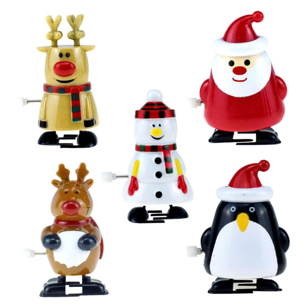 Abaodam 5Pcs Christmas Wind-up with Santa Snowman Reindeer Penguin Clockwork Walking for Party Favors and Holiday Fun