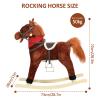 Rocking Horse for Kids, Plush Ride on Rocking Horses Ages 1-6 with Musical Sounds, Moving Mouth and Wagging Tail, Wooden Rocking Horse for Toddlers Up to 110LBS50KG (Dark Brown Middle) view 3