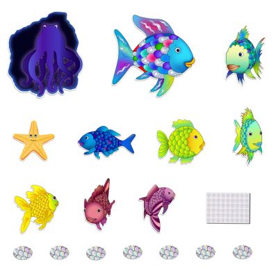 Ai fsem Rainbow Fish Felt Board Story Sets 17 Pieces Set Toddler Storytelling Interactive Toys Puppet Show Theater for Kids Bedtime Story Felt Toys