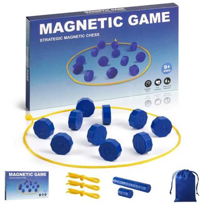 Magnetic Chess Game with 28 Travel-Stones, Magnet Chess 3 String & Portable Storage Bag, for Family & Party & Travel & Camping, Exciting Magnetic Game for Family Game Night