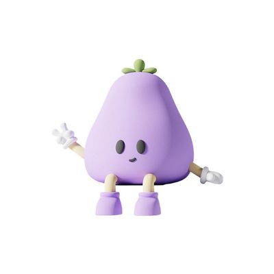 Adorable Eggplant Character Figurine Soft Rubber Car Dashboard Office Executive Desk Decor, Fun Cartoon Stress-Relief Center Console Ornament (Eggplant L)