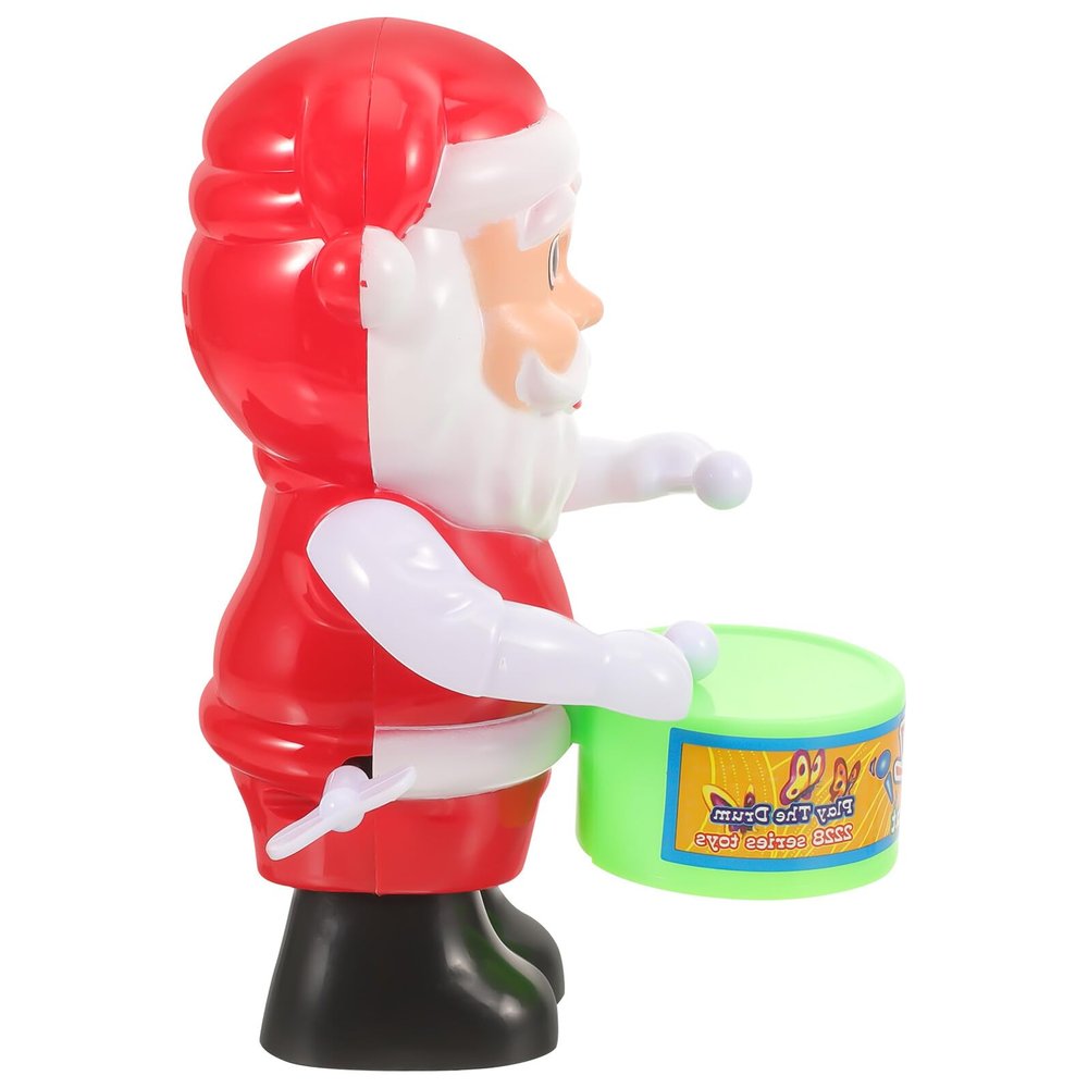 DECHOUS 3pcs Wind Up Christmas Santa Drumming Clockwork Playthings for Lightweight Holiday Fun Interaction Random Color