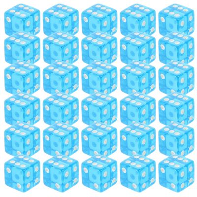 Abaodam 30pcs Transparent Sky Blue Acrylic Dice Game Dice with Rounded Corners for Board Games Party Teaching and Gambling Replacement Accessories