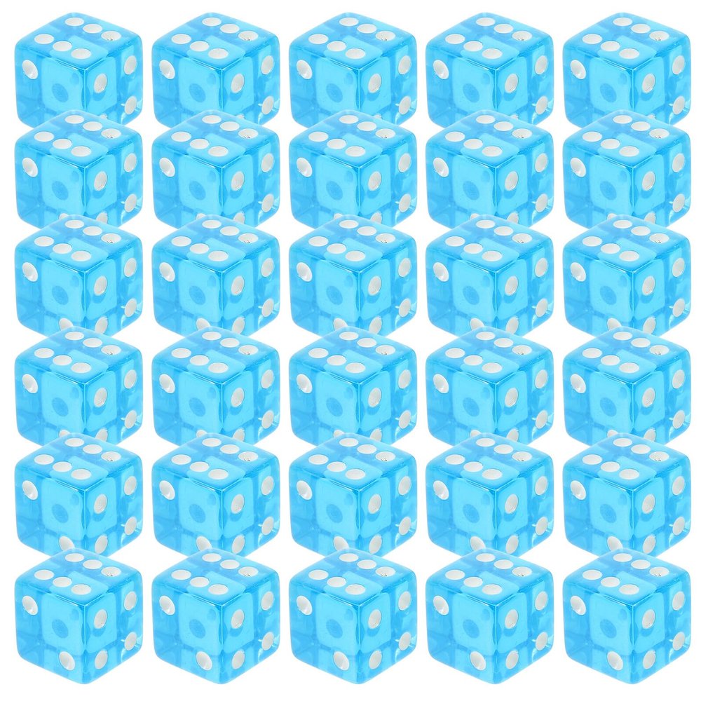 Abaodam 30pcs Transparent Sky Blue Acrylic Dice Game Dice with Rounded Corners for Board Games Party Teaching and Gambling Replacement Accessories