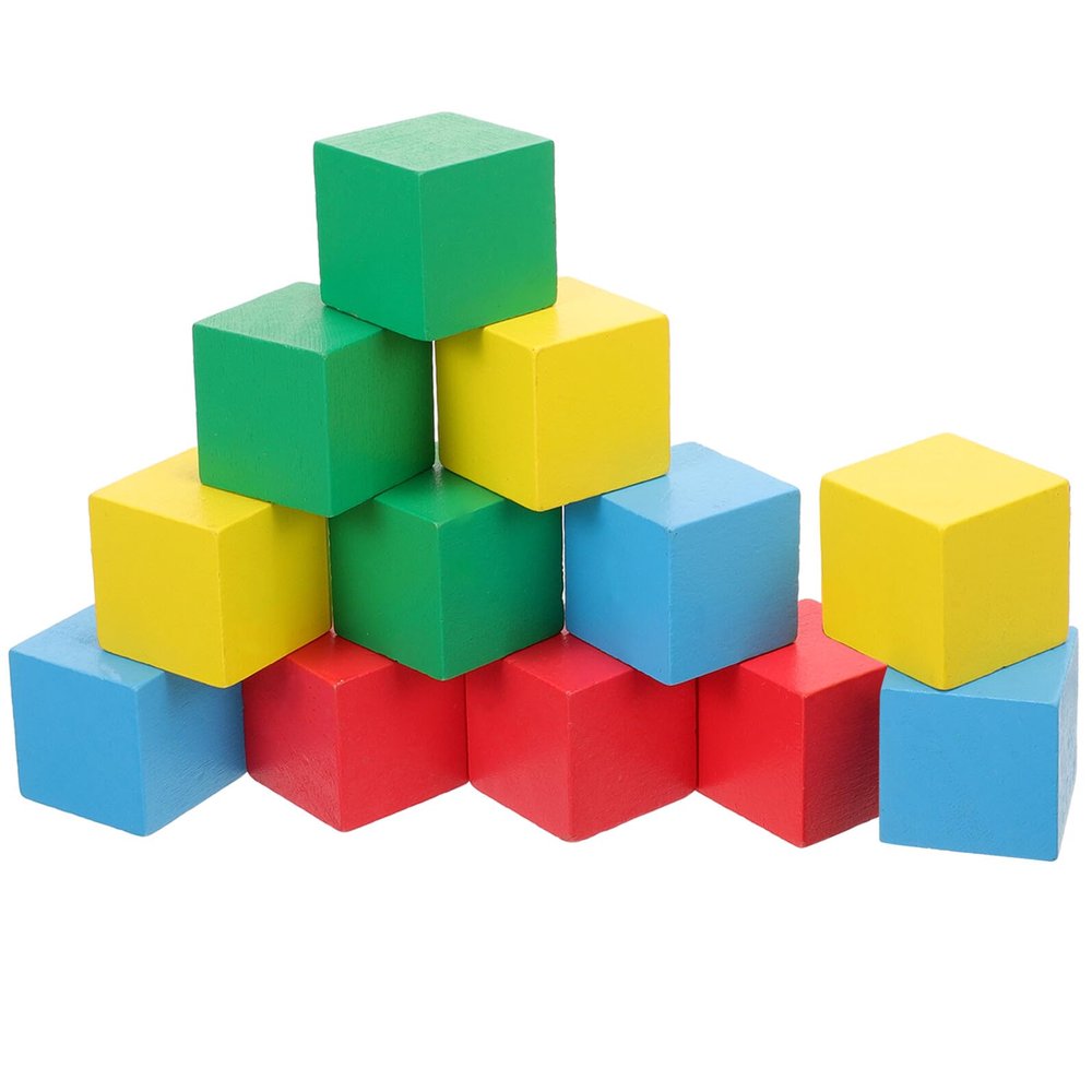 Abaodam 12pcs Colorful Wooden Building Blocks Educational Geometric for Early Learning and Group Activities